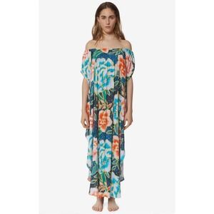 Mara Hoffman Swim XS/S Floral Off‎ Shoulder Cover-Up Maxi Dress